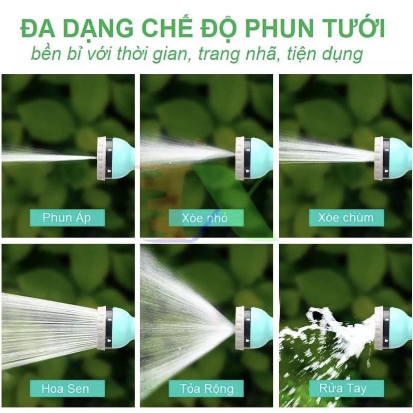 Bộ vòi rửa xe, tưới nước cây đa năng 12m kèm đầu phun 6 trong 1 có chức năng điều chỉnh tia nước tiện lợi