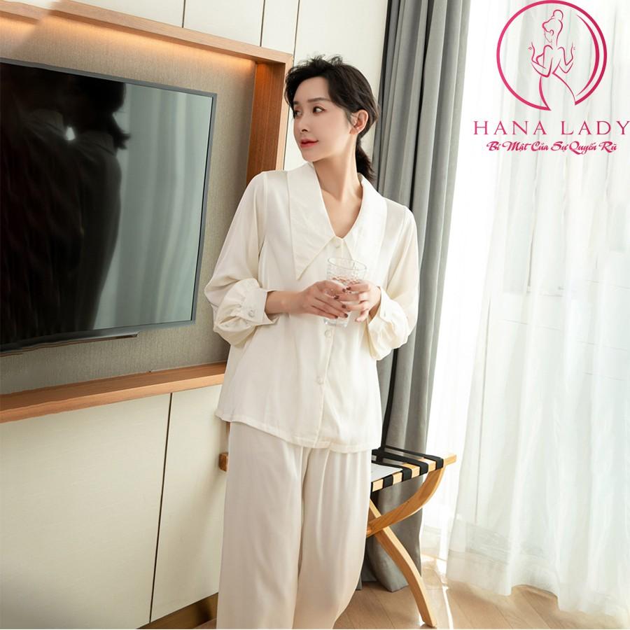 Pijama lụa - Đồ mặc nhà, đồ ngủ nữ tay dài cao cấp PJ458