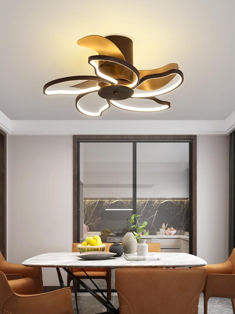 Đảm bảo chất lượng Bắc Âu đèn trần phòng ngủ hiện đại tối giản phòng khách phòng ăn quạt đèn im lặng tích hợp đèn quạt trần