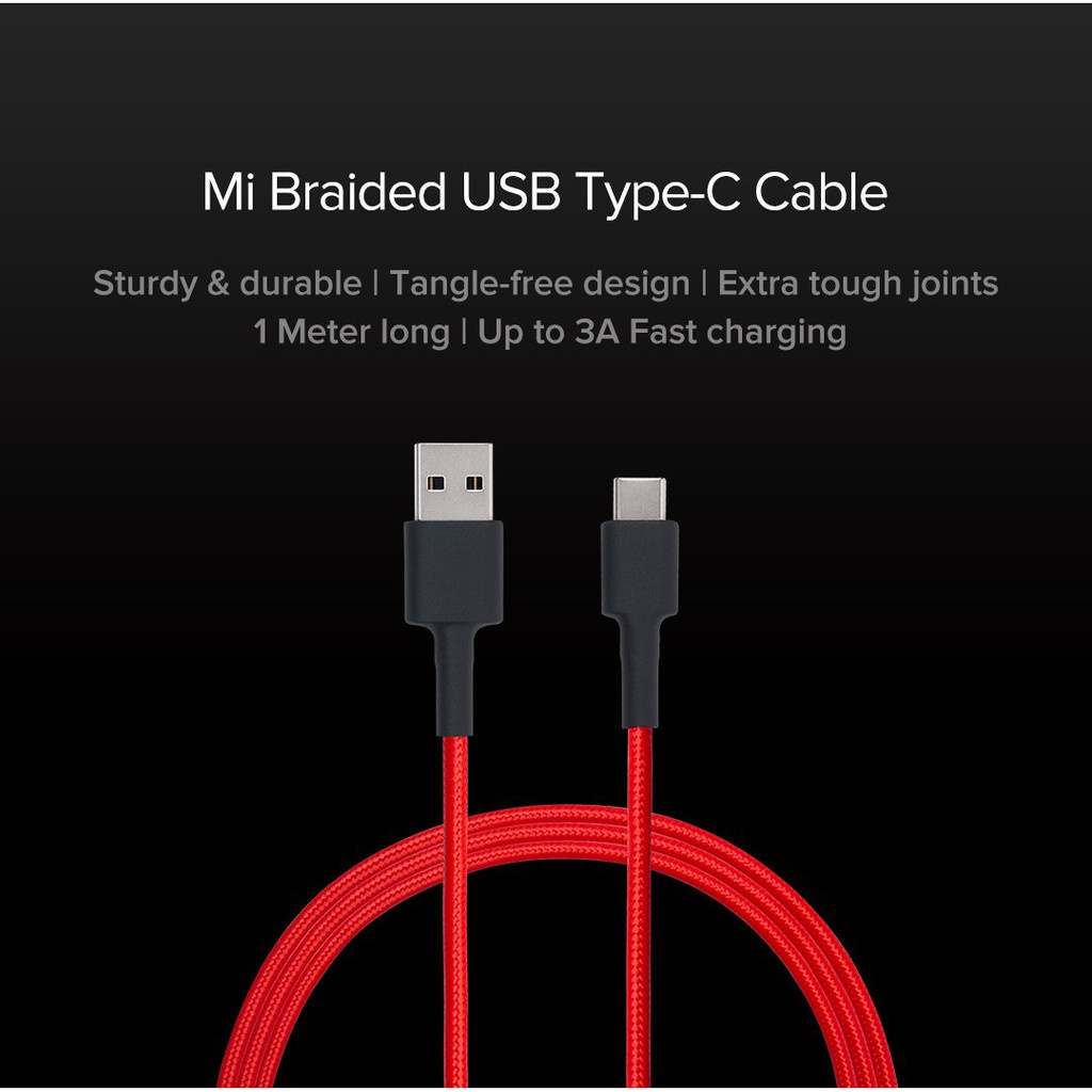 Cáp USB Type-C Xiaomi Mi Type-C Braided Cable 1m SJV4110GL SJX10ZM - Hàng chính hãng