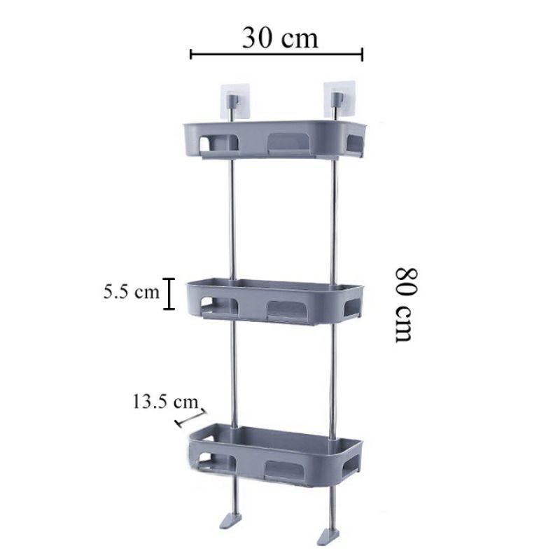 Kệ nhà tắm 3 tầng treo tường - Kệ để đồ nhà tắm 2 tầng - Kệ để bồn cầu nhà vệ sinh dán tường 2 3 tầng đa năng