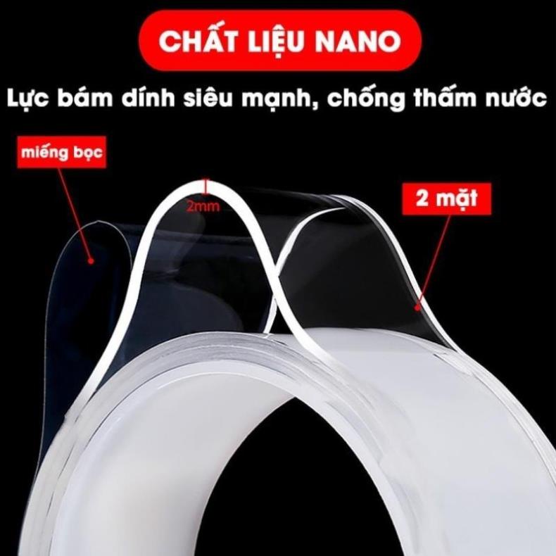 Băng Dính 2 Mặt Siêu Dính Băng Keo Nano Trong Suốt  Dán Tường Dính Mọi Bề Mặt Tiện Lợi