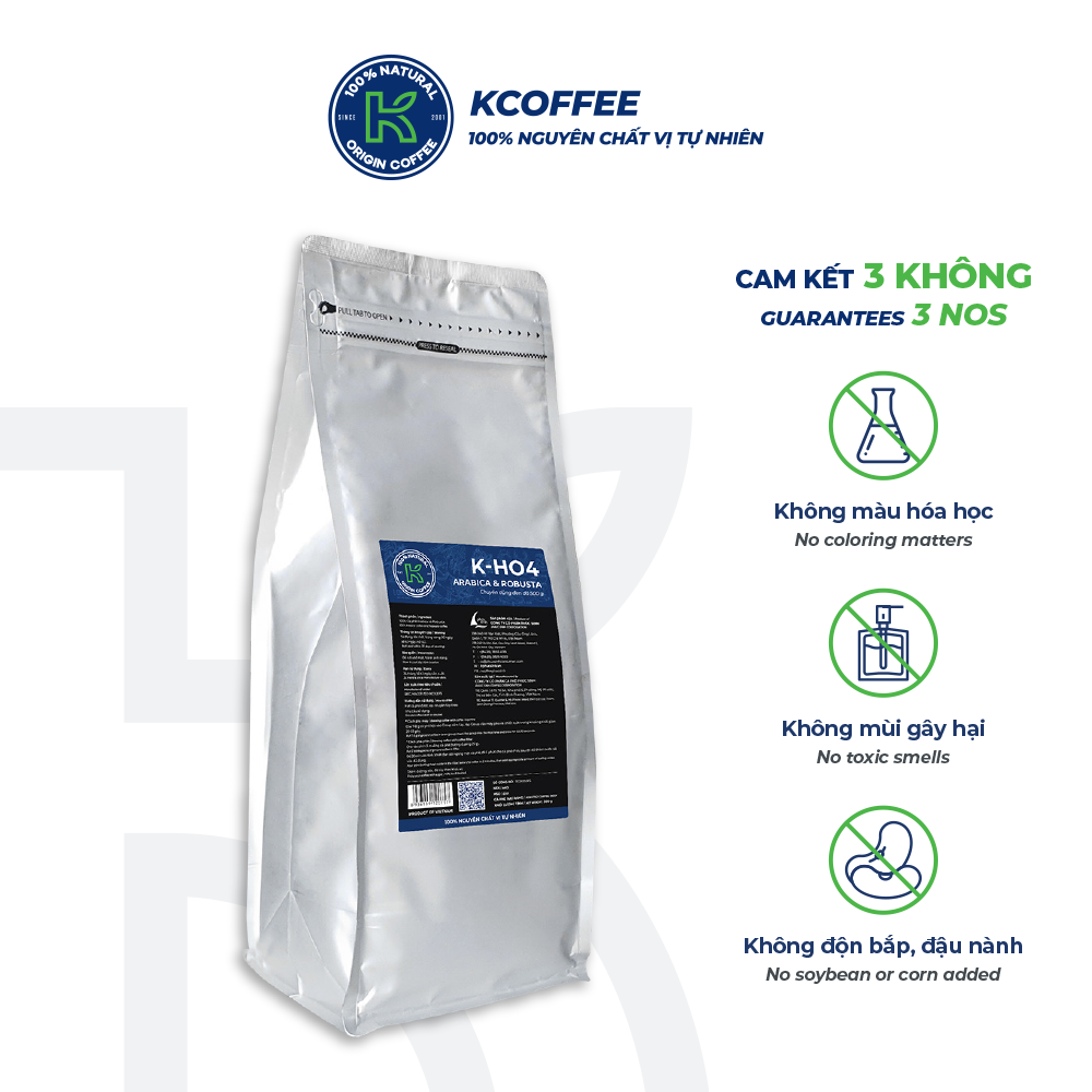 Combo 2 túi cà phê rang xay xuất khẩu K-HO4 1000g thương hiệu K-Coffee