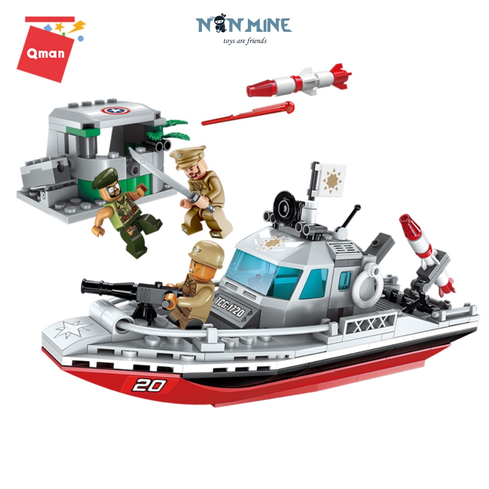 Bộ Xếp Hình Lắp Ghép Quân Đội Qman 1720 Tàu Cano Nhỏ 235 Chi Tiết Kèm 3 Minifigure