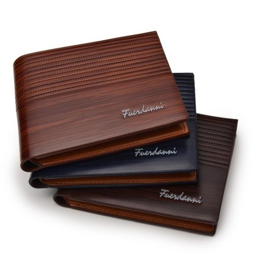 Leather Men Women Wallet Bifold Credit Card Holder Light Coffee