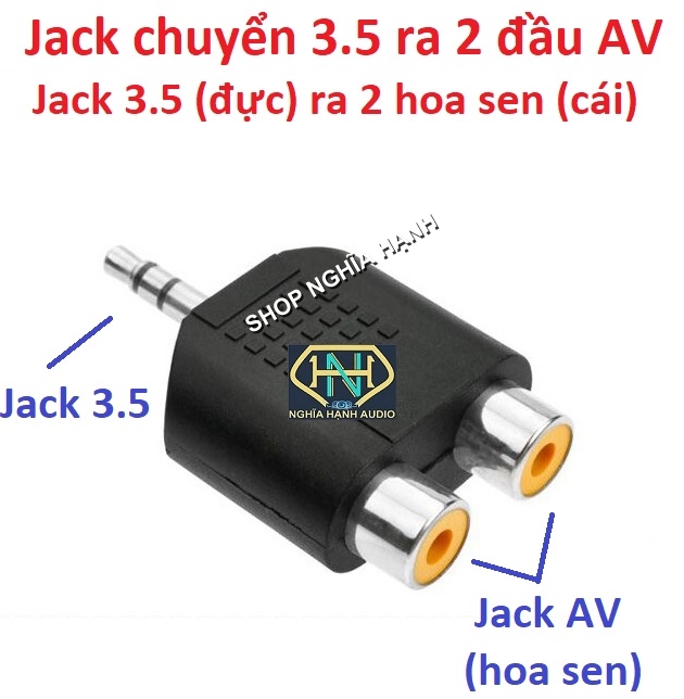 01 Đầu chuyển Jack 3.5mm sang 2 đầu hoa sen AV