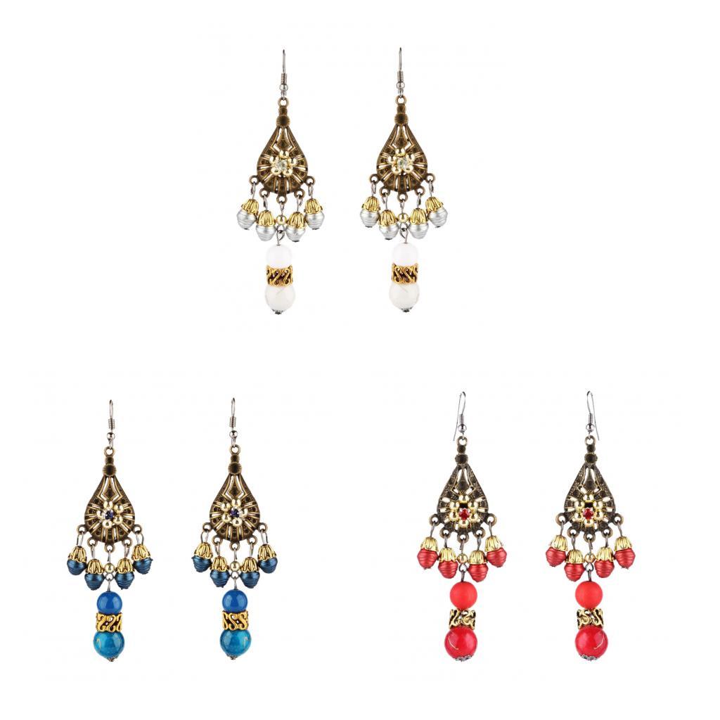 Women's Bohemian Beads Pendant Drop Tassels Hook Dangle Earrings