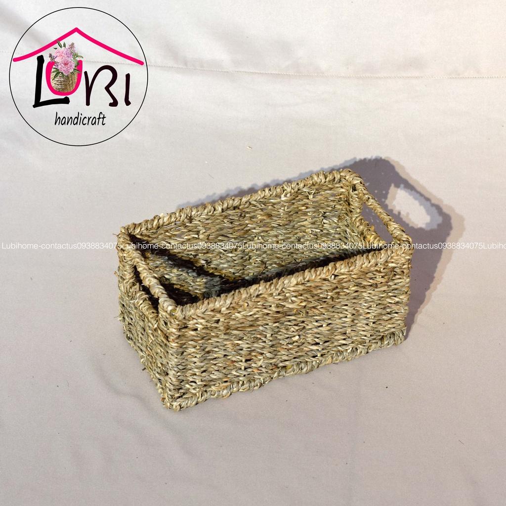 Lubihandicraft - Khay cói đựng đồ văn phòng nhỏ xinh