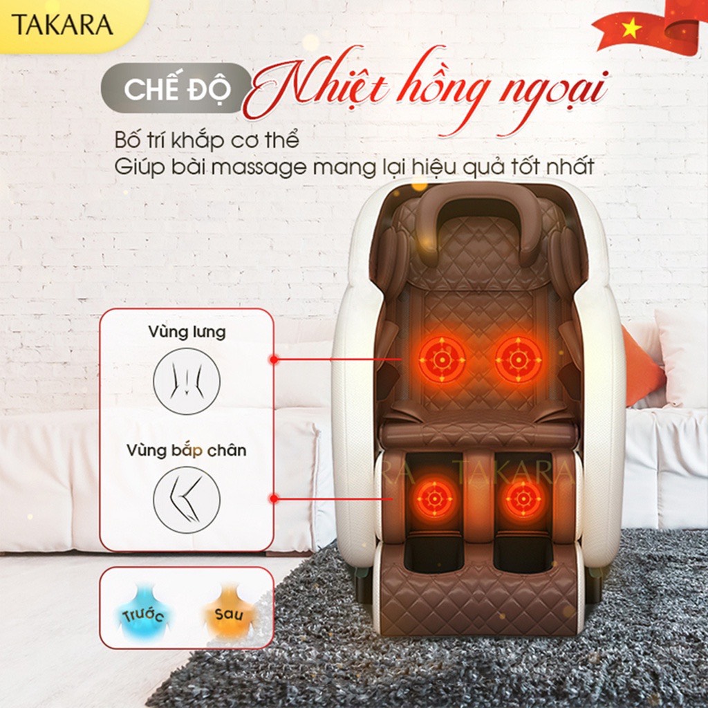 Ghế Massage Toàn Thân Takara K2, Matxa Trị Liệu 5 Vùng Với Nhiệt Hồng Ngoại Công Nghệ Nhật Bản