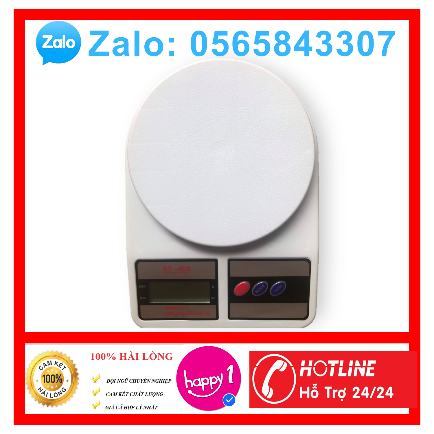 Cân Điện Tử Mini nhà bếp SF400 max 7Kg - Mặt tròn