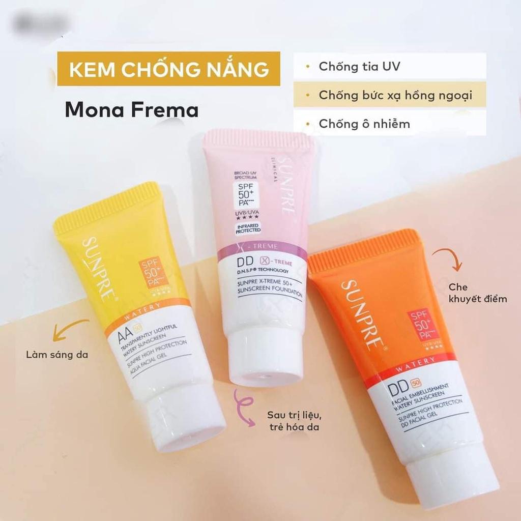 Kem Chống Nắng Dạng Nước Mona Frema Watery Sunpre AA/DD SPF 50+/PA ++++ - Hee's Beauty Skincare