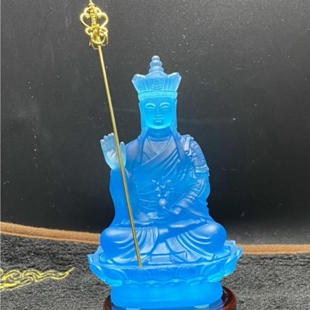 Tượng Địa Tạng Vương Bồ Tát Bằng Đá Lưu Ly Cao Cấp, Trang Trí Taplo Ô Tô Siêu Đẹp - Cao 15cm