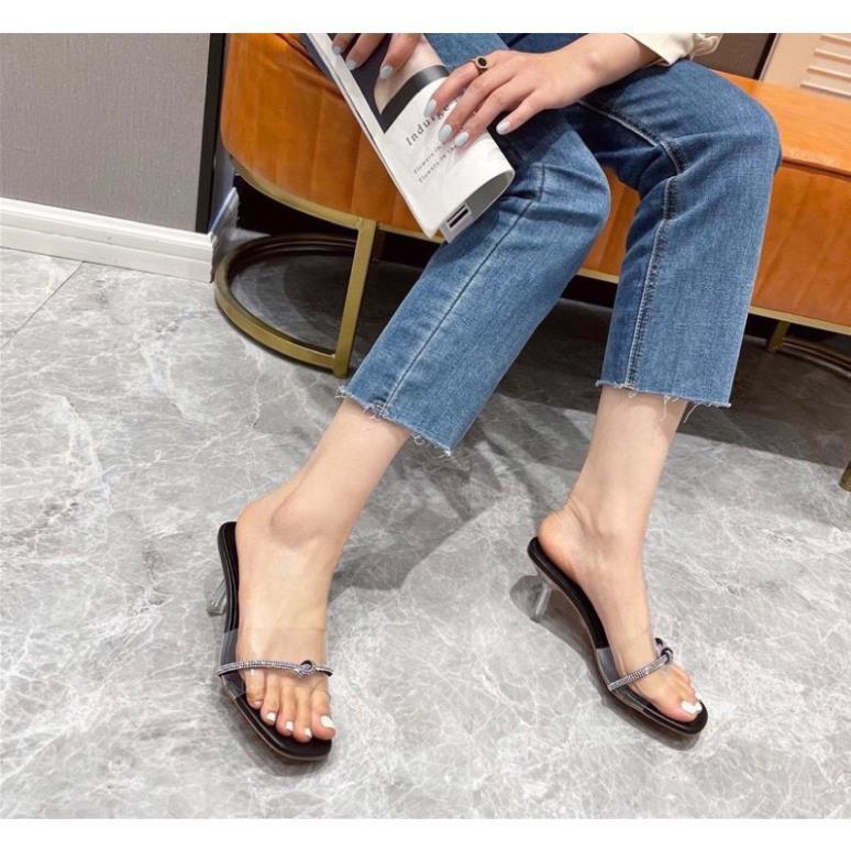 Sandal Guốc Cao Gót Quai Bản Trong Gót Nhọn Cao 6 cm Hàng đẹp Quảng châu