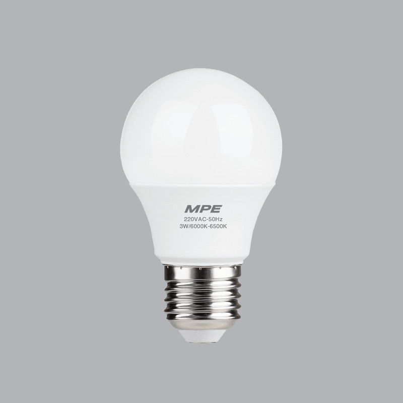 Bộ 3 Bóng Đèn LED Bulb MPE 3W 6000-6500K E27 Ø45 - Ánh sáng trắng