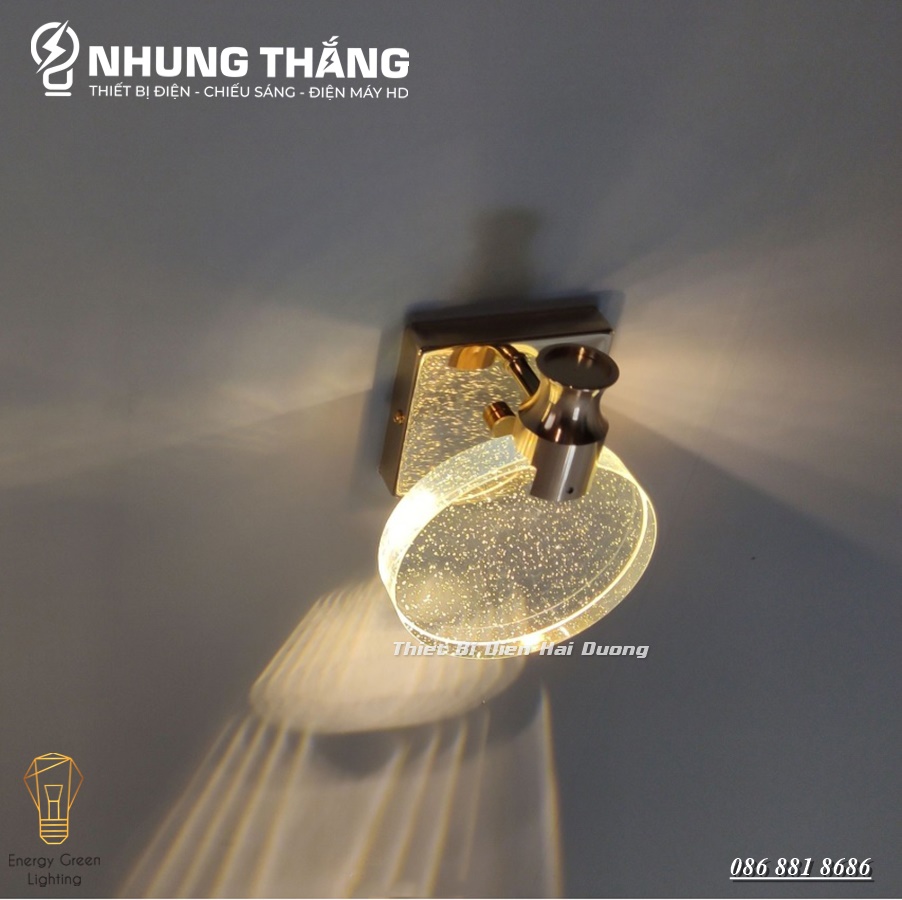 Đèn Tường Thủy Tinh DT-02 - Decor Trang Trí - Phong Cách Bắc Âu - 3 Chế Độ Ánh Sáng - Có Video