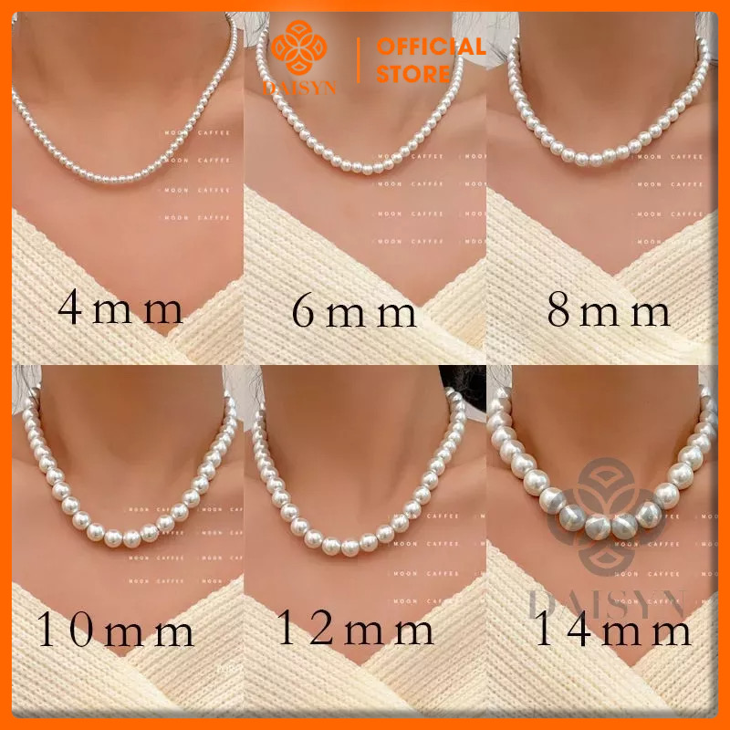  N414 choker vòng cổ hạt Trai, dây chuyền hạt bẹt dây chuyền mang áo dài hạt nhiều kích cỡ cho nữ