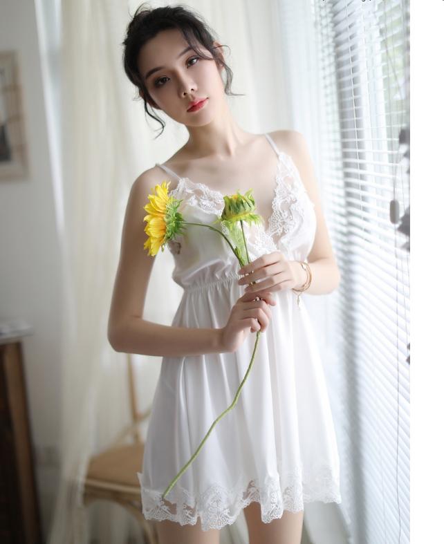 Váy ngủ sexy phi lụa 2 dây đơn giản sang trọng