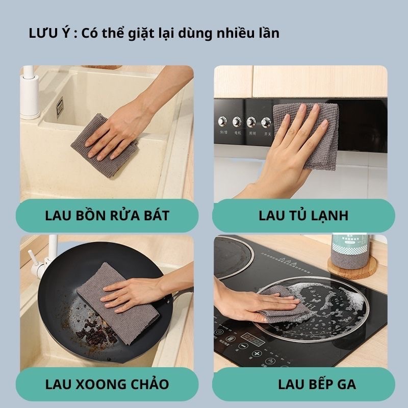 Cuộn 25 Khăn Lau Đa Năng Than Tre 18.5X18.5Cm Có Thể Tái Sử Dụng