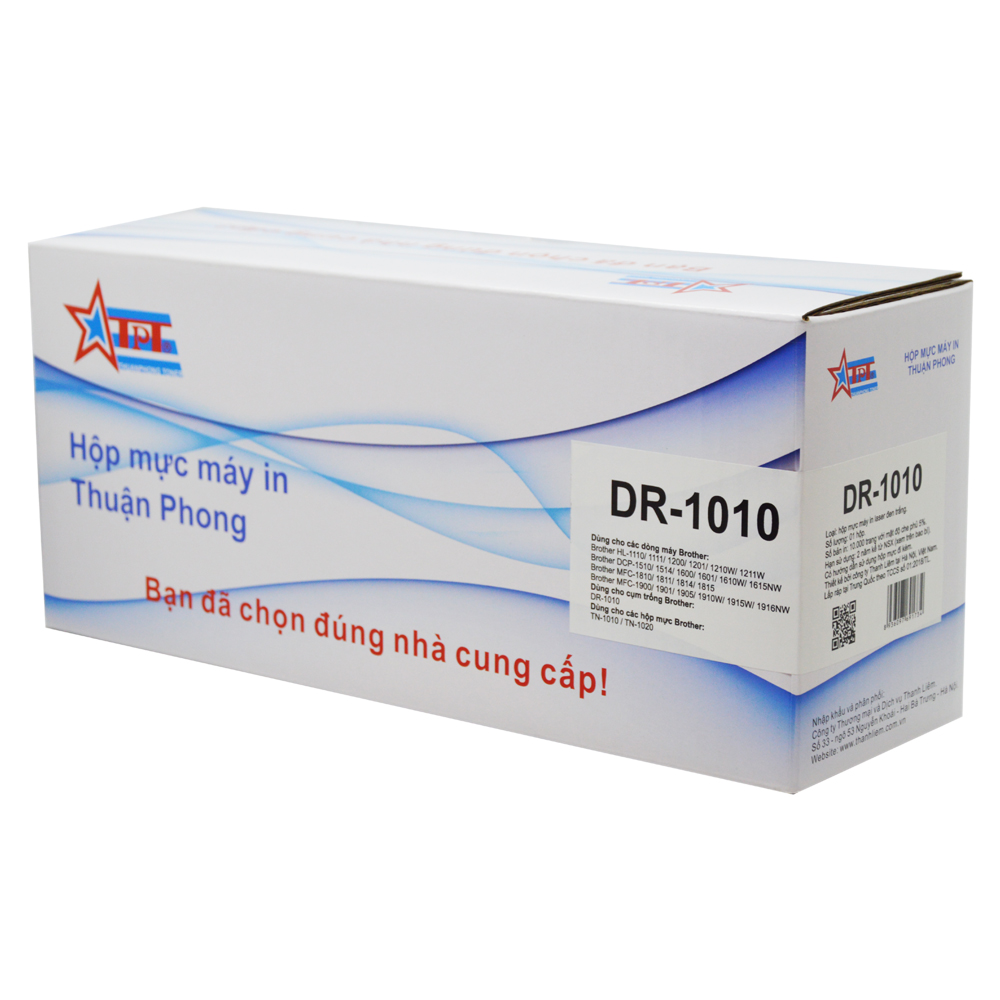 Cụm trống Thuận Phong DR-1010 dùng cho máy in Brother HL-1110/ 1111/ 1200/ 1201/ 1210/ 1211/ DCP-1510/ 1511/ 1514/ 1600/ 1601/ MFC-1810/ 1811/ 1815/ 1900/ 1905/ 1910/ 1915- Hàng Chính Hãng