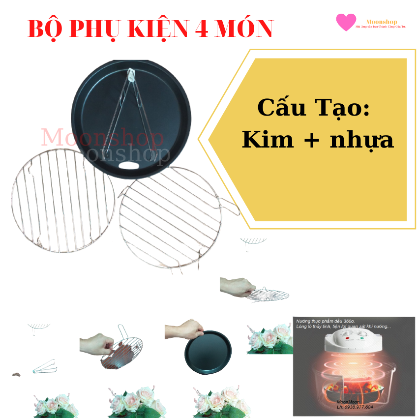 Lò nướng thủy tinh, bộ phụ kiện 04 món