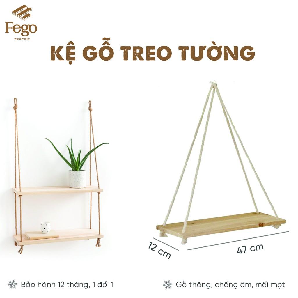 Kệ gỗ treo tường dây thừng / decor trang trí nhà cửa