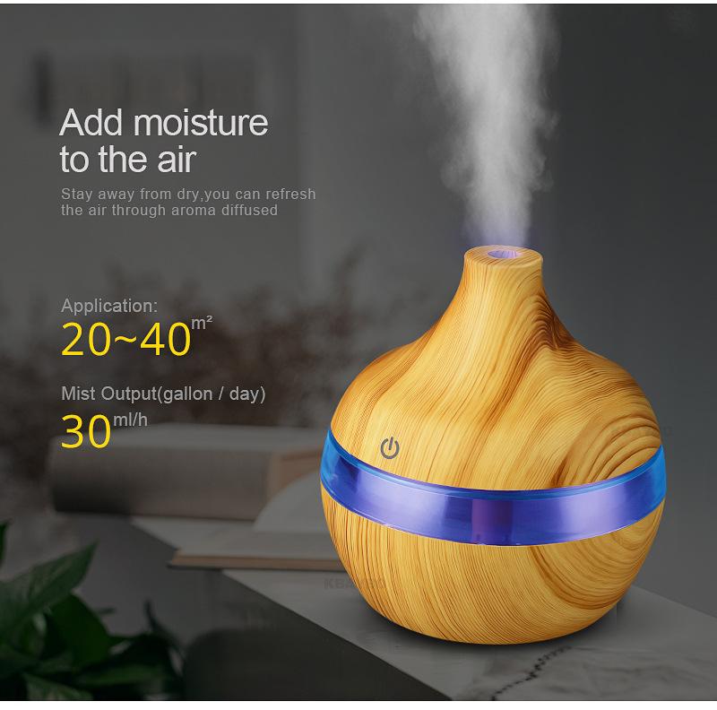 Gỗ 300Ml Máy Phun Sương Tạo Độ Ẩm USB Hộ Gia Đình Đèn Đêm Đầy Màu Sắc Máy Xông Tinh Dầu Văn Phòng Nguyên Tử Hóa Máy Phun Sương Tạo Độ Ẩm Món Quà Nhỏ