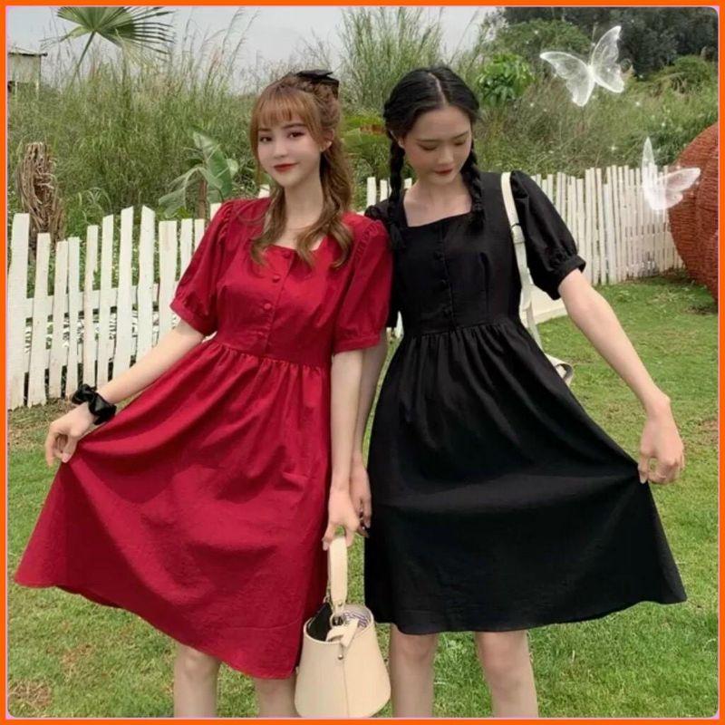 Đầm bầu công sở váy bầu dáng dài, đầm bầu thu đông chất cotton V015 tay dài