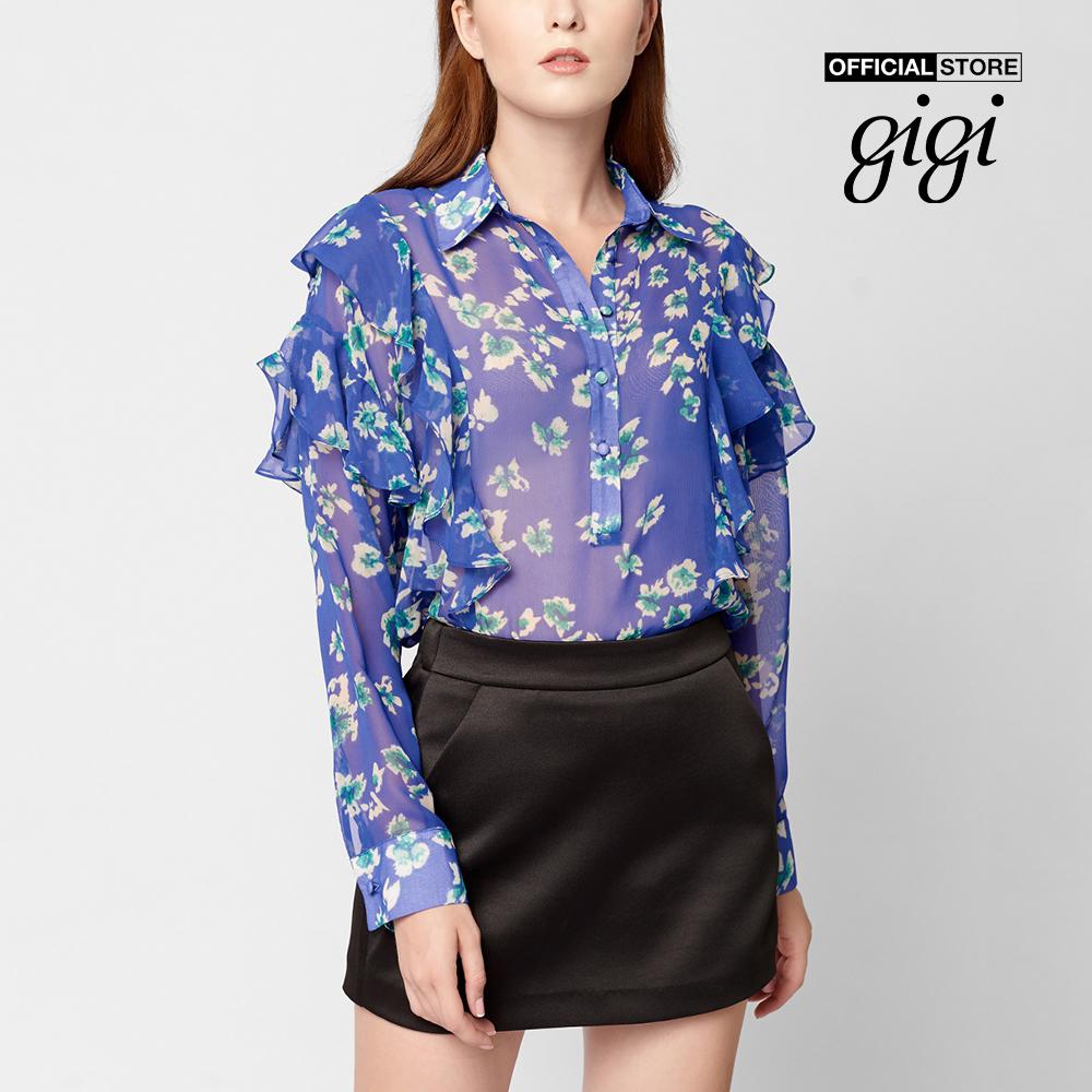 GIGI - Áo sơ mi nữ cổ bẻ tay dài phối họa tiết hoa thời trang G1108B211207