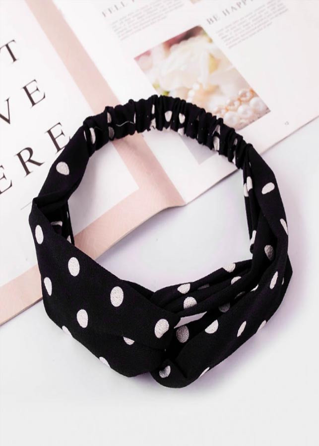 Băng đô vải turban hoạ tiết chấm bi dễ thương
