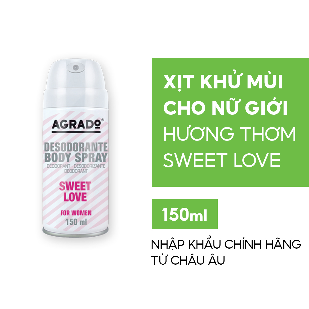 Xịt khử mùi body Agrado hương nước hoa Sweet Love 150ml