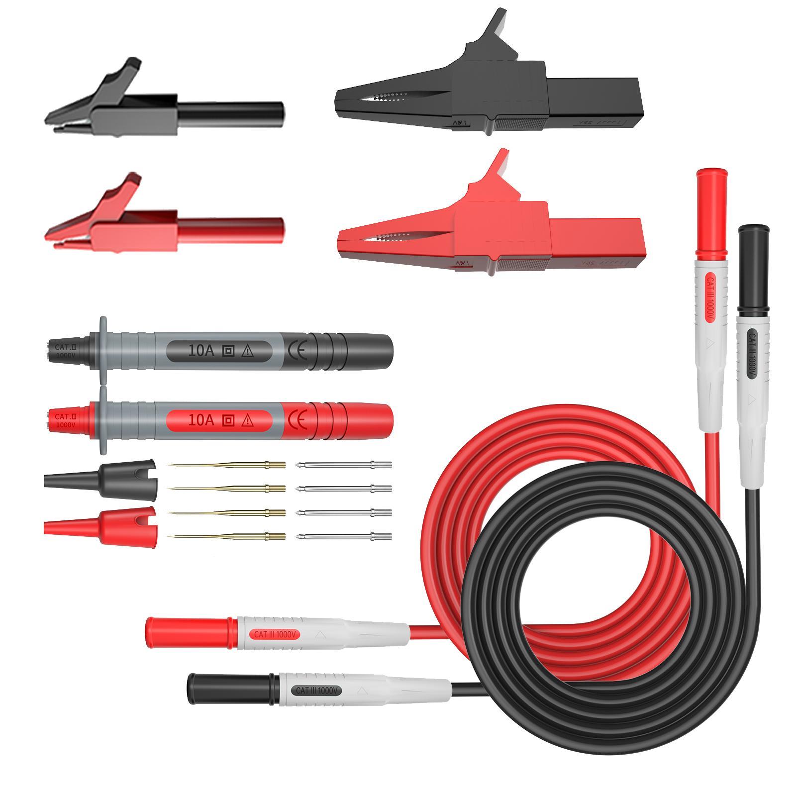 Multimeter Test Leads Kits Test Hook Clips Meter Test Probes Multimeter Pin Probes Professional for Digital Multimeter Test Leads Car Tester