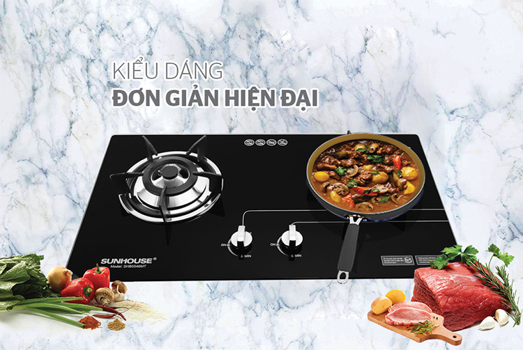 Bếp Gas Âm Đôi Mặt Kính Sunhouse SHB5546MT - Hàng Chính Hãng