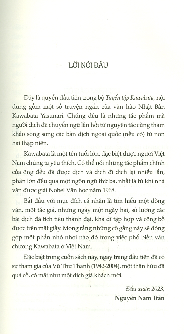TRUYỆN NGẮN KAWABATA - Bộ tuyển tập Kawabata – Nguyễn Nam Trân dịch - Tao Đàn – Nxb Hội Nhà Văn