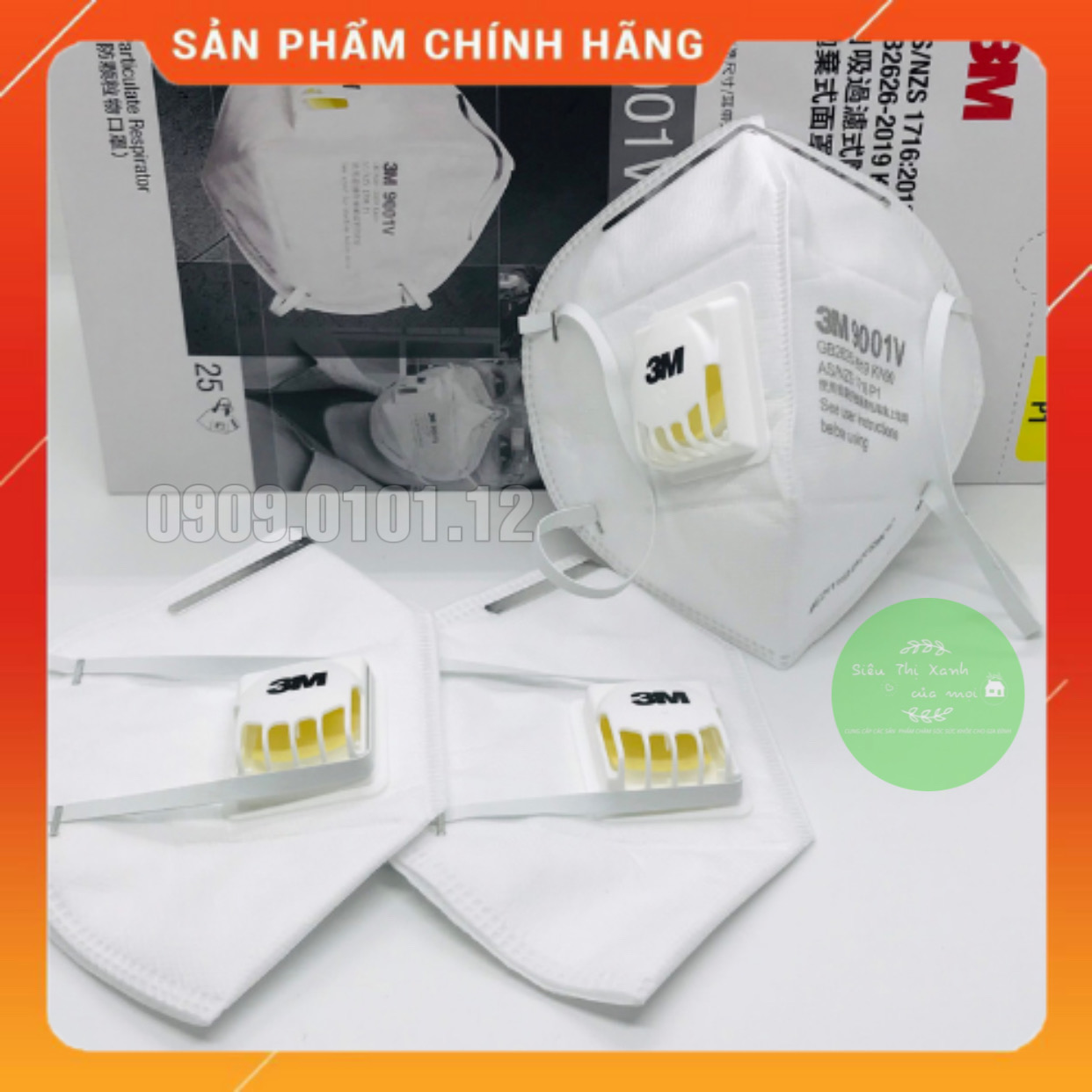 Khẩu trang 3m 9001v có van thở chính hãng, khẩu trang n95 mask cao cấp đạt chuẩn kn90 AS/NZS FFP1