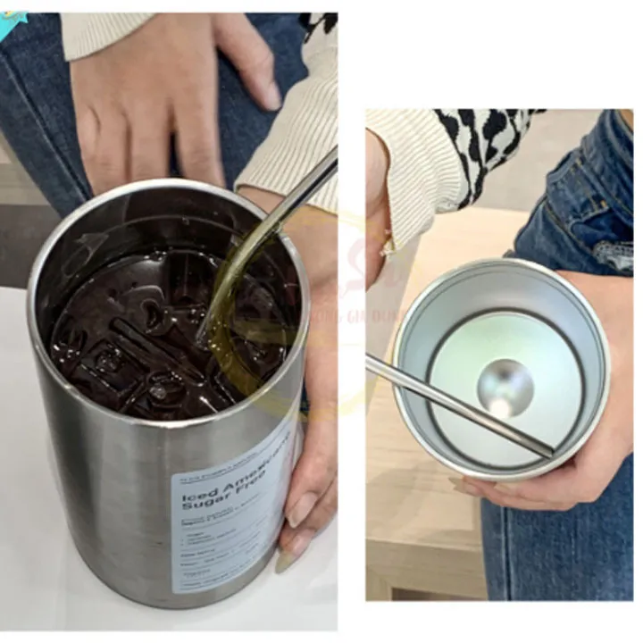 Ly Giữ Nhiệt Iced Americano Inox 304 Có Ống Hút Ly Uống Coffee