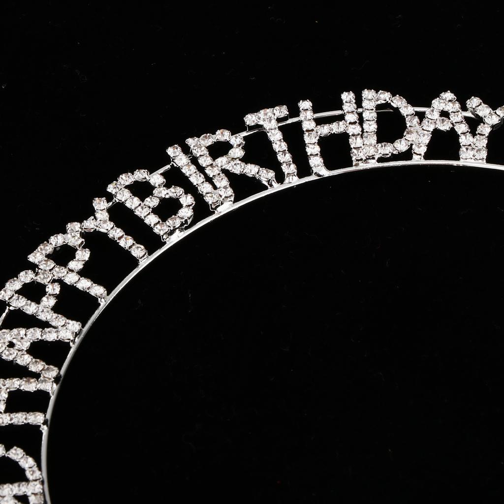 Happy Birthday Tiara Crystal Rhinestone Crown Hair Jewelry Accessories