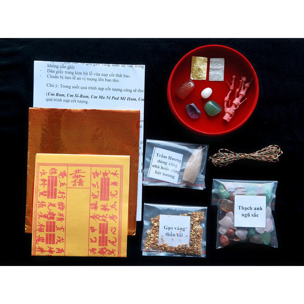 Cốt bát nhang, cốt bát hương, bộ thất bảo chuẩn - Bộ số 2