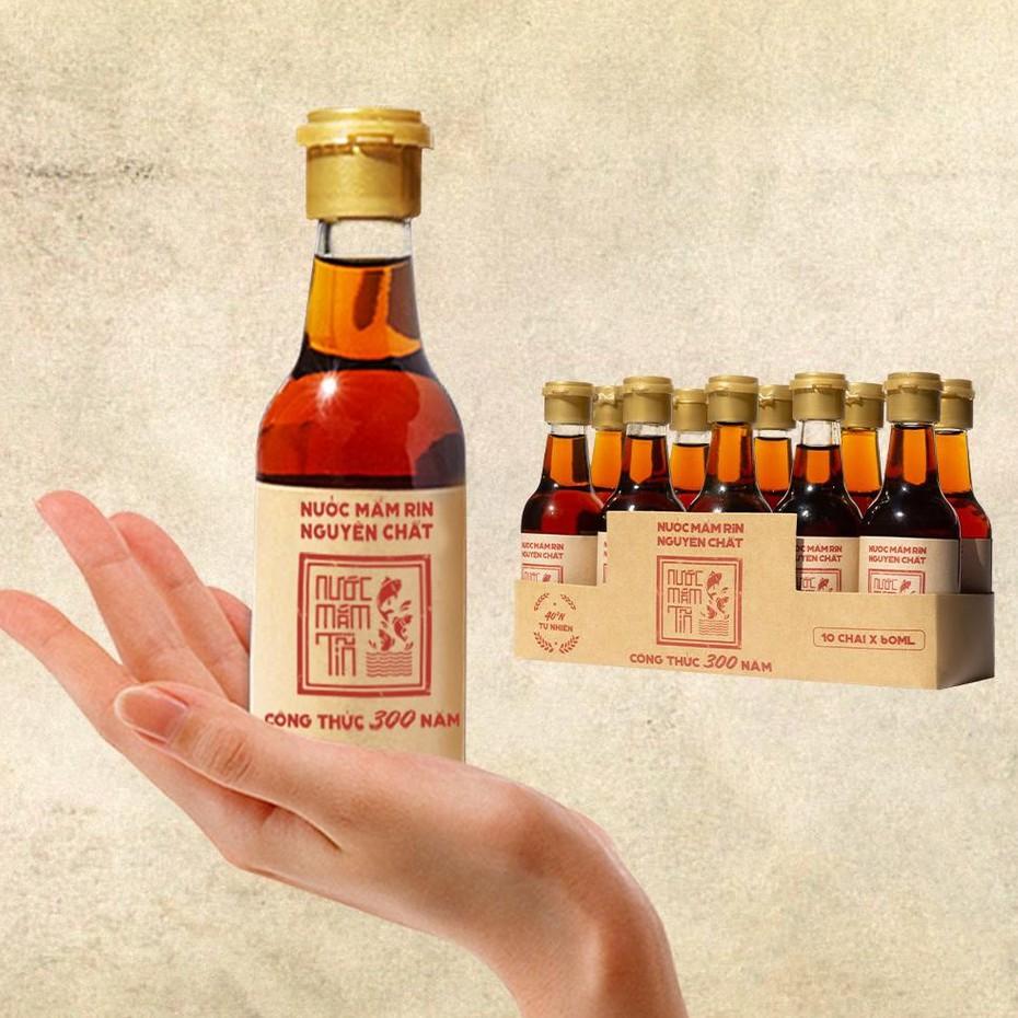 Nước Mắm Tĩn Nhãn Đỏ cá cơm than Mini 40N 60ml/chai Rin Nguyên Chất Truyền Thống