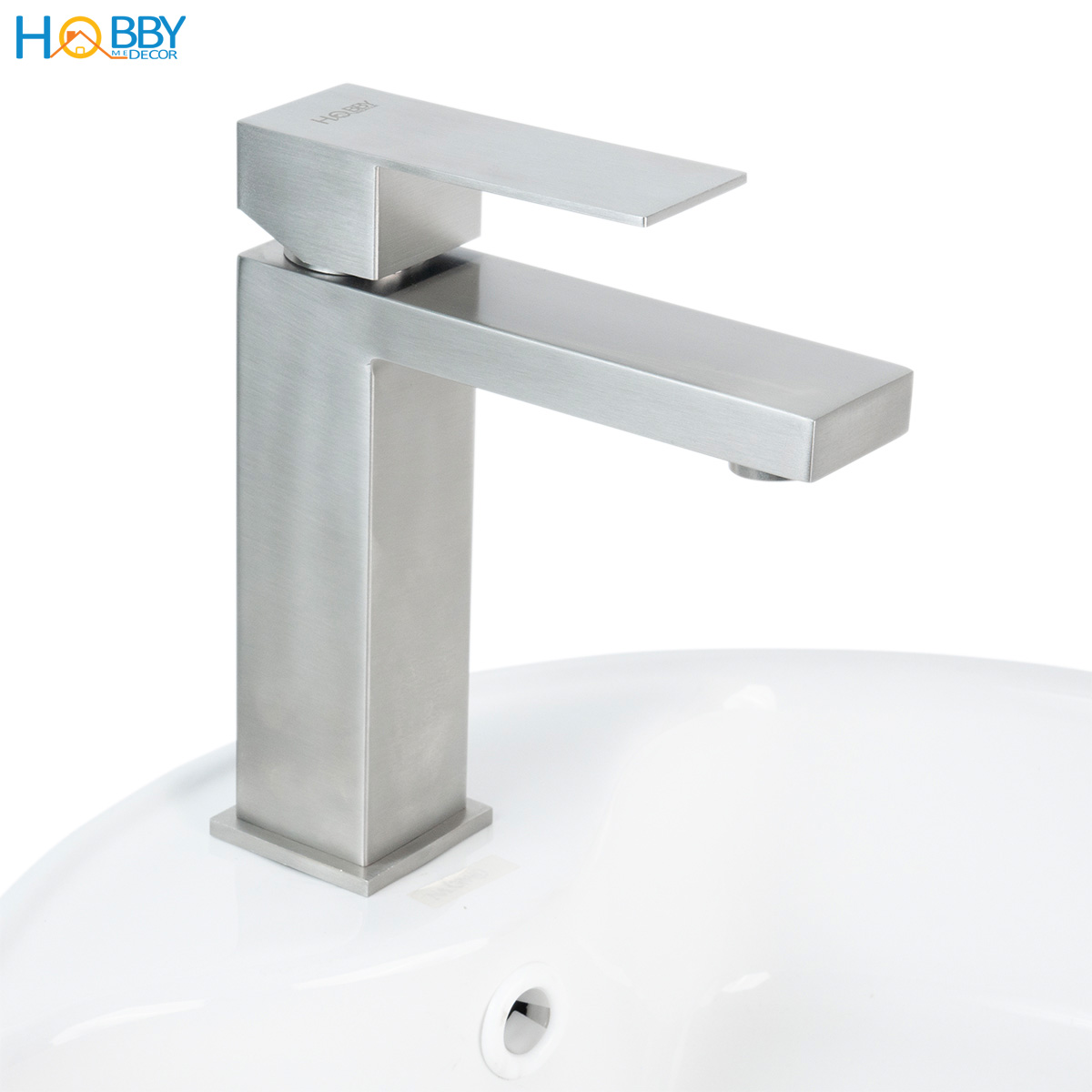 Vòi chậu lavabo rửa mặt nóng lạnh inox 304 mờ Hobby home decor VRM6