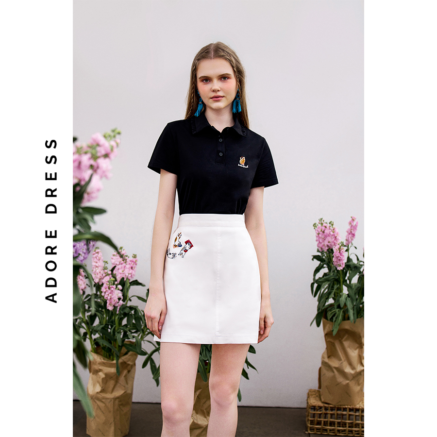 Chân váy mini skirts kaki trắng thêu túi 313SK1033 ADORE DRESS