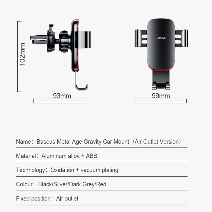 Giá đỡ điện thoại xoay 360 độ  Baseus gắn trên cửa gió điều hòa ô tô, xe hơi  SUYL-D01, Tính năng khóa/ mở tự động , Tự động điều chỉnh kích thước