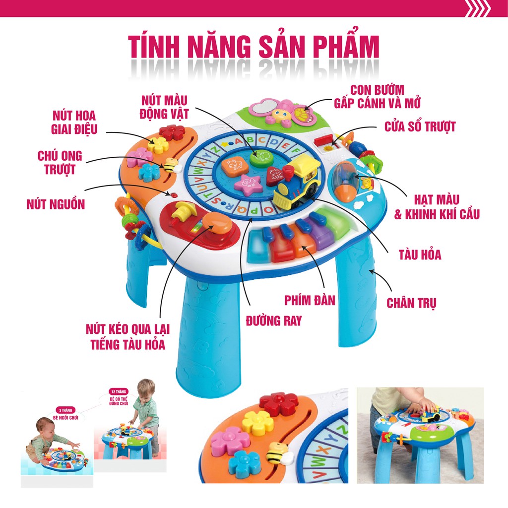 Đồ chơi bàn nhạc đa năng tập đứng cho bé học chữ có nhạc bằng nhựa 0801 hiệu Winfun giúp bé vừa chơi vừa học, phát triển kỹ năng