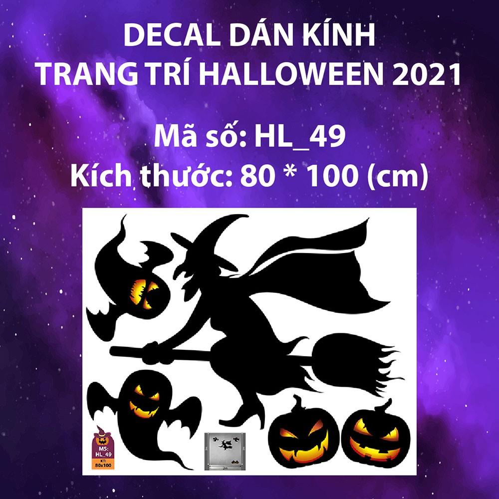 DECAL TRANG TRÍ HALLOWEEN 2021 COMBO PHÙ THỦY VÀ DRACULA CÙNG LÂU ĐÀI MA QUÁI