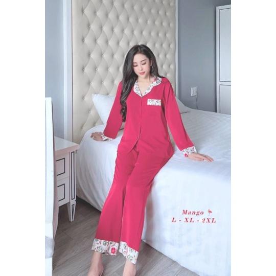 Bộ pijama lụa Mango cao cấp tay dài