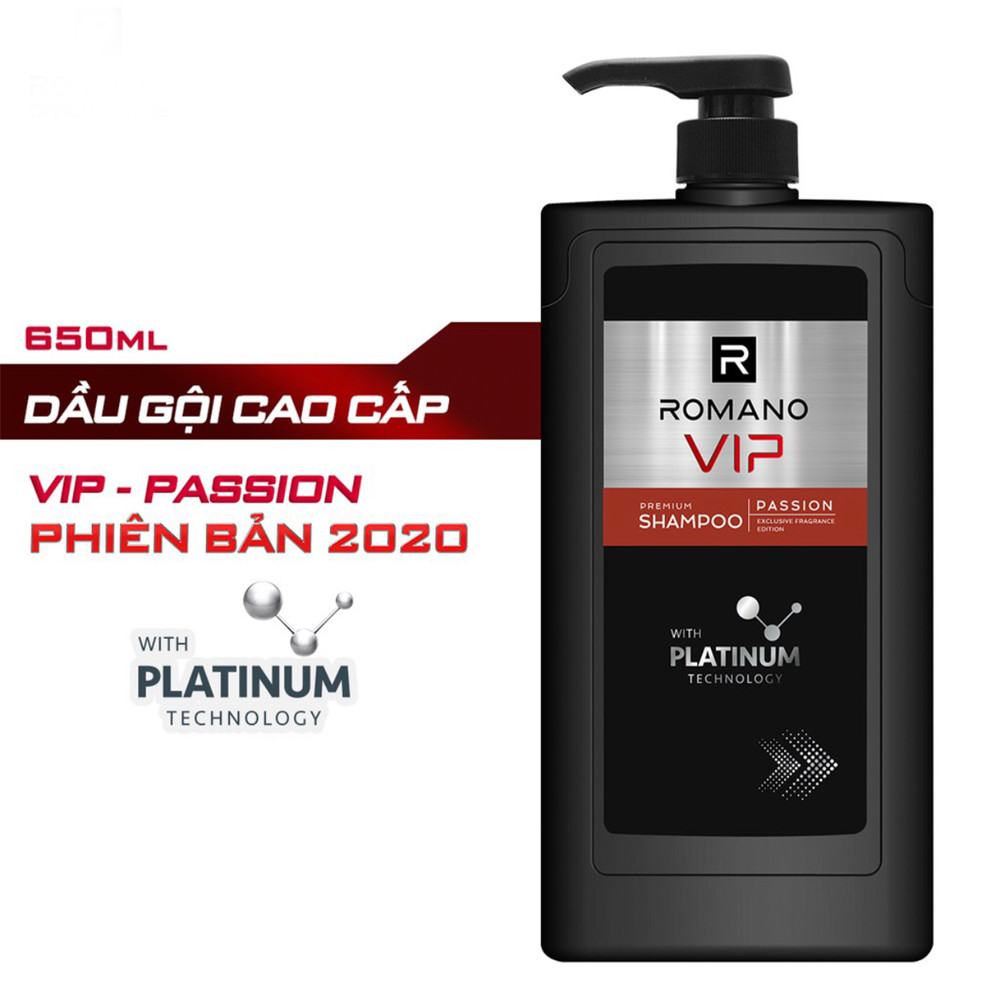 Bộ Romano Vip Passion Platinum: Dầu Gội 650ml, Sữa Tắm 650ml, Xịt khử mùi 150ml, Lăn khử mùi 50ml +Tặng nước hoa bỏ túi 18ml