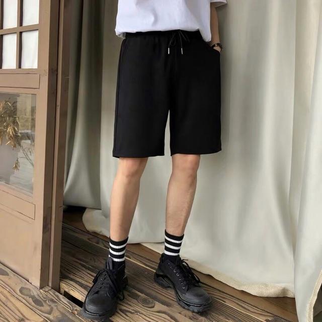 Quần Short Thun Đen Trơn UNISEX - chất cotton co dãn