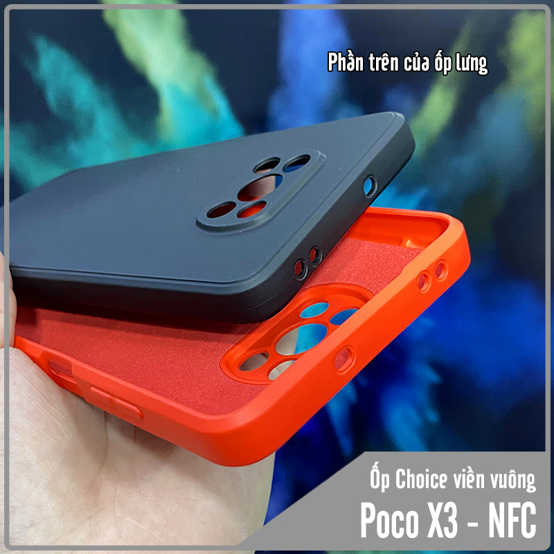 Ốp lưng cho Xiaomi Poco X3 NFC Choice viền vuông dẻo lót nhung che camera