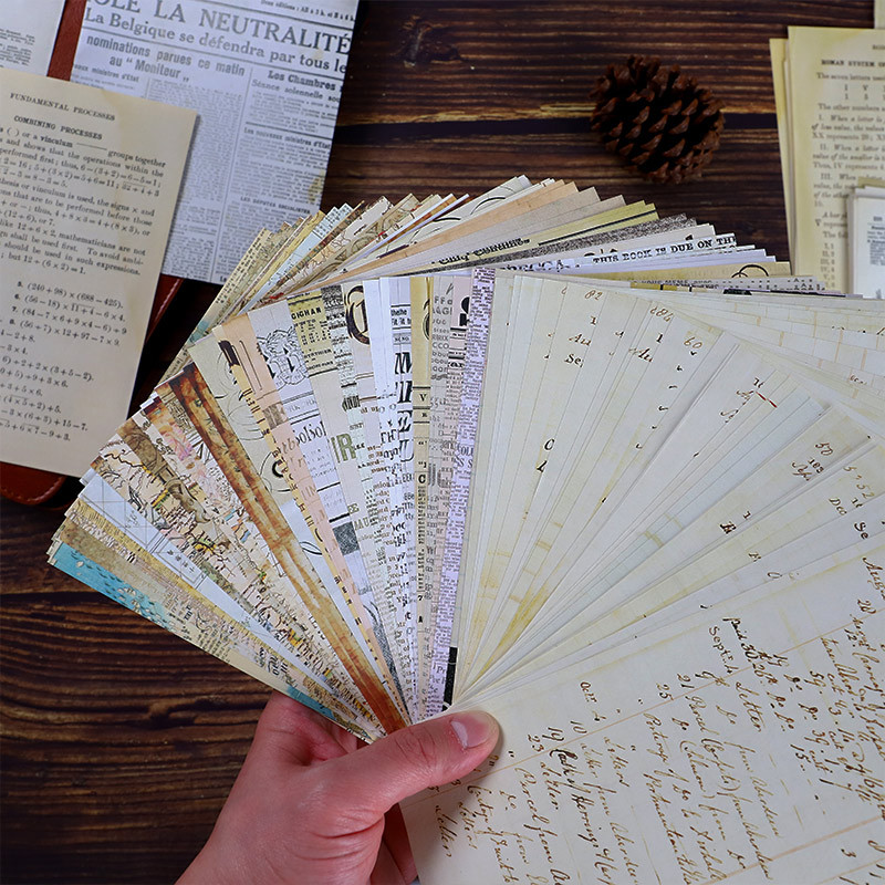 S29 - Set 15 tờ giấy nền retro vintage cổ điển Infeel.Me trang trí sổ bullet journal, junk journal