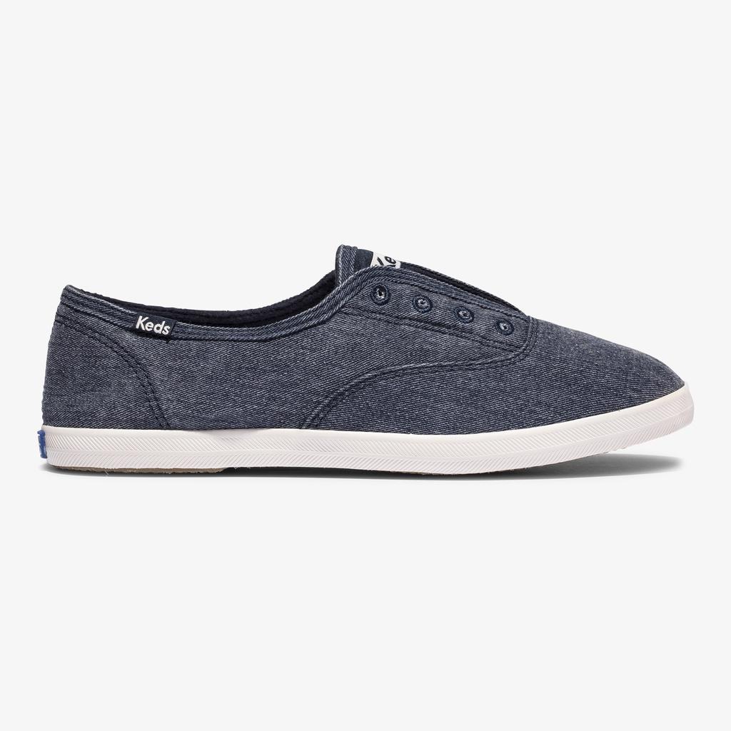 Giày Thể Thao Nữ Cổ Thấp, KEDS Chillax Washed ORG Core Twill Navy KD064817