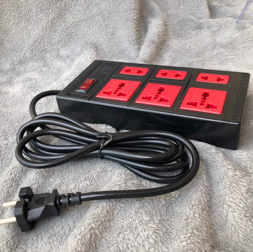 Ổ cắm Điện Quang ECO ĐQ ESK 5BR 6ECO (6 Lỗ, dây dài 5m, màu đen đỏ)